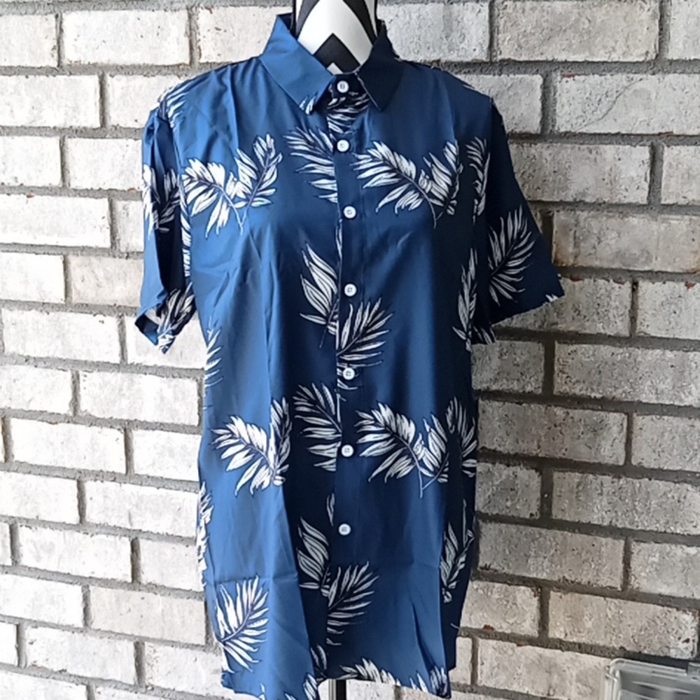 Blue Tropical Palm Shirt - Picture 2 of 6